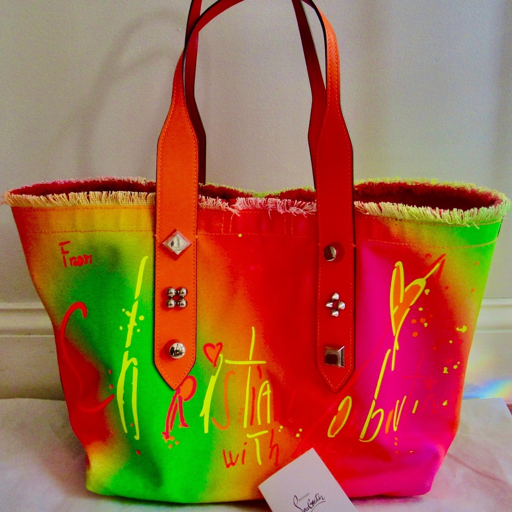Christian Louboutin Spray Paint Canvas Frangibus Medium TOTE